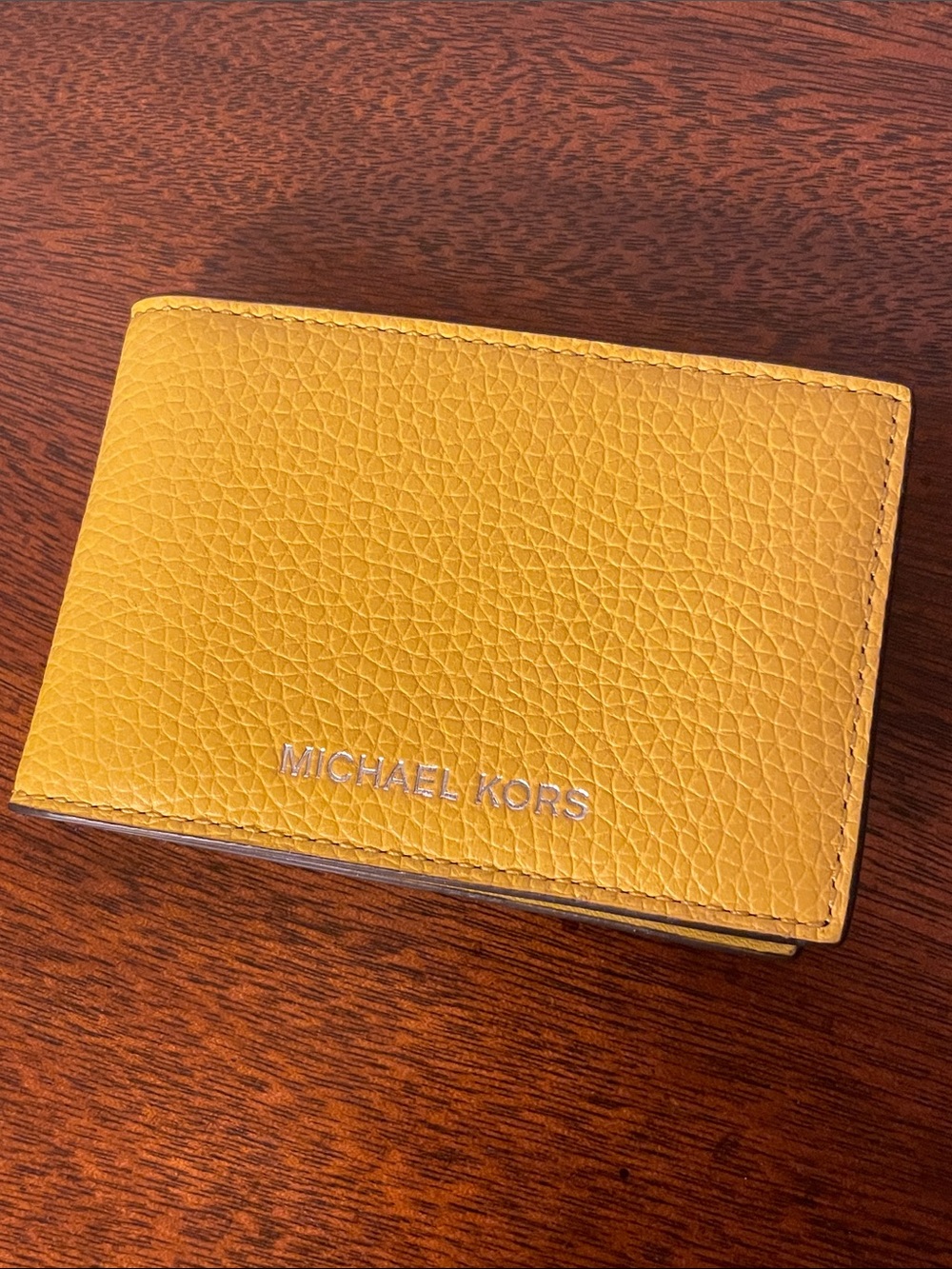 Michael Kors Honey-Yellow Leather Bi-Fold Card Wallet
